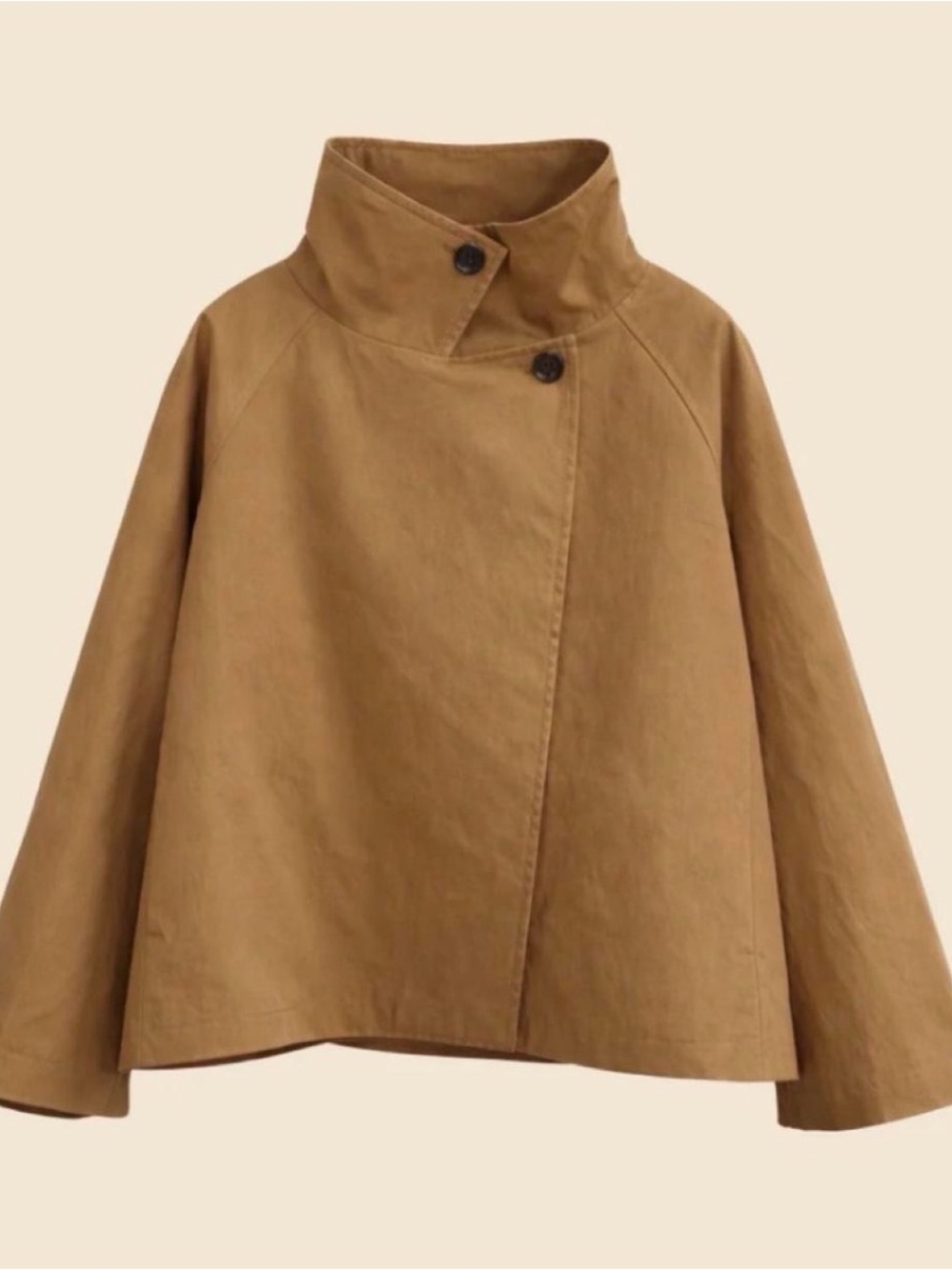 Women's Camel High-Neck Swing Trench Coat